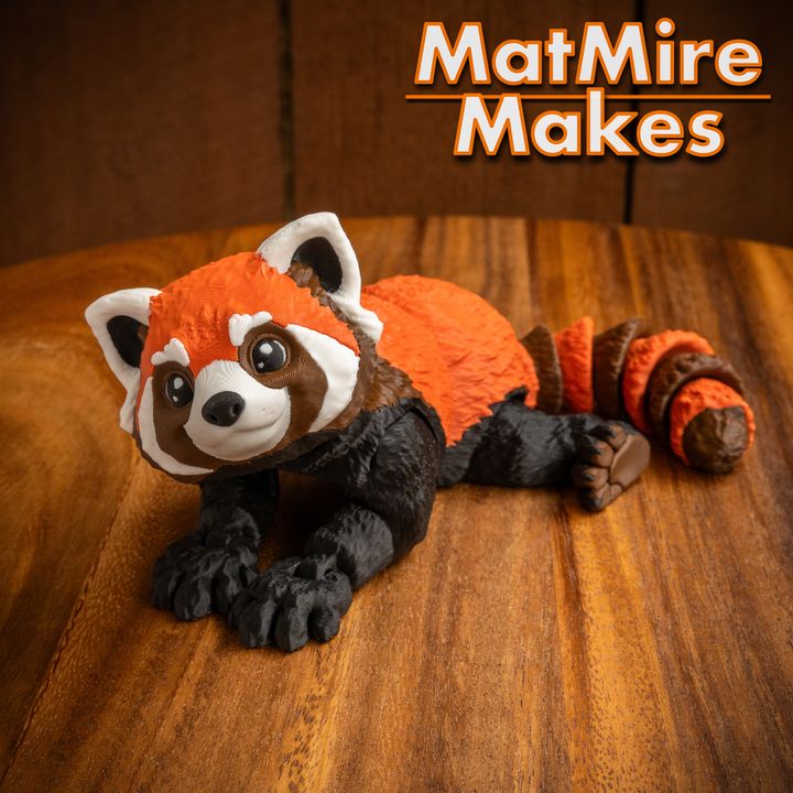 3D Printable Red Panda, Articulated fidget figure, Multicolor 3mf